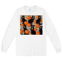 White black cat with pumpkins tumbler Long Sleeve Tee - LillyAllenDesigns