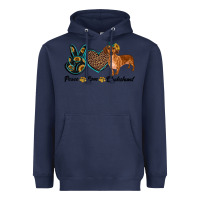 Navy peace love dachshund Heavyweight Hoodie - RanaPortraitStore