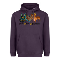 Plum peace love dachshund Heavyweight Hoodie - RanaPortraitStore