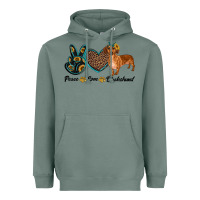Sage peace love dachshund Heavyweight Hoodie - RanaPortraitStore