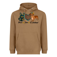 Toasted Coconut peace love dachshund Heavyweight Hoodie - RanaPortraitStore