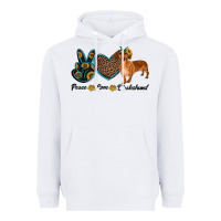 White peace love dachshund Heavyweight Hoodie - RanaPortraitStore