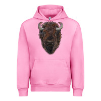 Fuchsia Pink american bison Urban Hoodie - RanaPortraitStore