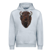 Heather Grey american bison Urban Hoodie - RanaPortraitStore