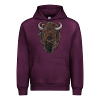 Mauve Wine american bison Urban Hoodie - RanaPortraitStore