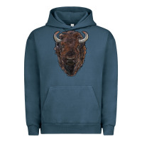 Pigment Midnight Navy american bison Urban Hoodie - RanaPortraitStore