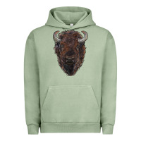 Pigment Oil Green american bison Urban Hoodie - RanaPortraitStore