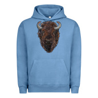 Pigment Pebble Blue american bison Urban Hoodie - RanaPortraitStore