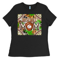 Black Baseball Mom Ladies Tee - CowhideDigitalArt