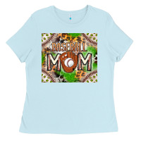 Baby Blue Baseball Mom Ladies Tee - CowhideDigitalArt
