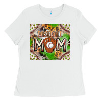 White Baseball Mom Ladies Tee - CowhideDigitalArt