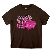 Chocolate Brown breast cancer hearts Heavy Core Tee - FaDigitalArtStudio