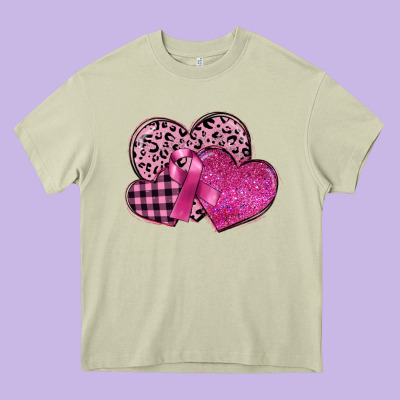 Breast Cancer Hearts Heavy Core Tee Designed By Fadigitalartstudio