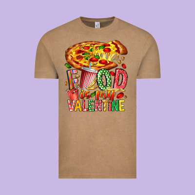Food Is My Valentine Vintage Tee Designed By Cowhidedigitalart