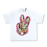 White Jack Russel Peace Sign Urban Heavy Tee - Jasminsmagicworld