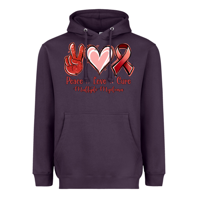 Peace Love Cure Multiple Myeloma Cancer Heavyweight Hoodie by Jasminsmagicworld | Teevron