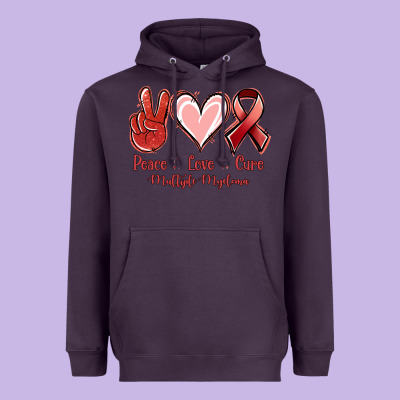 Peace Love Cure Multiple Myeloma Cancer Heavyweight Hoodie Designed By Jasminsmagicworld