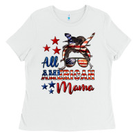 White All American Mama Ladies Tee - LillyAllenDesigns
