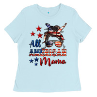 Baby Blue All American Mama Ladies Tee - LillyAllenDesigns
