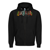 Black western christmas mama claus sunflowers and cactus Zipper Hoodie - Jasminsmagicworld