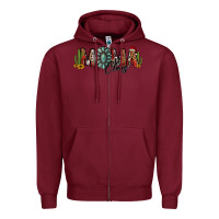 Burgundy western christmas mama claus sunflowers and cactus Zipper Hoodie - Jasminsmagicworld