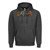 Charcoal Heather western christmas mama claus sunflowers and cactus Zipper Hoodie - Jasminsmagicworld