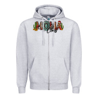 Heather Grey western christmas mama claus sunflowers and cactus Zipper Hoodie - Jasminsmagicworld