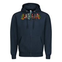 Navy western christmas mama claus sunflowers and cactus Zipper Hoodie - Jasminsmagicworld