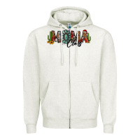 Oatmeal Heather western christmas mama claus sunflowers and cactus Zipper Hoodie - Jasminsmagicworld