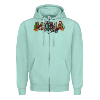 Seafoam western christmas mama claus sunflowers and cactus Zipper Hoodie - Jasminsmagicworld