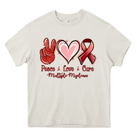 Cream Peace Love Cure Multiple Myeloma Cancer Heavy Core Tee - Jasminsmagicworld