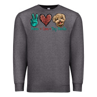 Charcoal Heather Peace Love Toy Poodle Premium Sweatshirt - Jasminsmagicworld