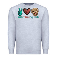 Heather Grey Peace Love Toy Poodle Premium Sweatshirt - Jasminsmagicworld