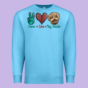 Peace Love Toy Poodle Premium Sweatshirt Designed By Jasminsmagicworld