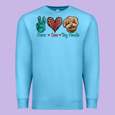 Peace Love Toy Poodle Premium Sweatshirt Designed By Jasminsmagicworld