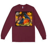 Burgundy Fall Crow Long Sleeve Tee - LillyAllenDesigns