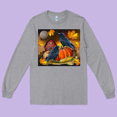 Fall Crow Long Sleeve Tee Designed By Lillyallendesigns