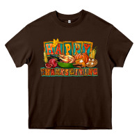 Chocolate Brown Happy Thanksgiving Heavy Core Tee - FaDigitalArtStudio