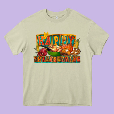 Happy Thanksgiving Heavy Core Tee Designed By Fadigitalartstudio