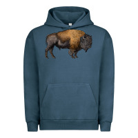 Pigment Midnight Navy american bison body Urban Hoodie - RanaPortraitStore