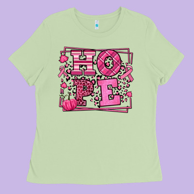 Hope Breast Cancer Awareness Fall Ladies Tee Designed By Lillyallendesigns