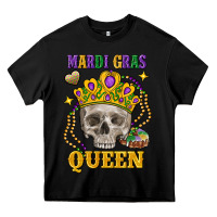 Black Skull Mardi Gras queen Heavy Core Tee - FaDigitalArtStudio