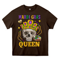 Chocolate Brown Skull Mardi Gras queen Heavy Core Tee - FaDigitalArtStudio
