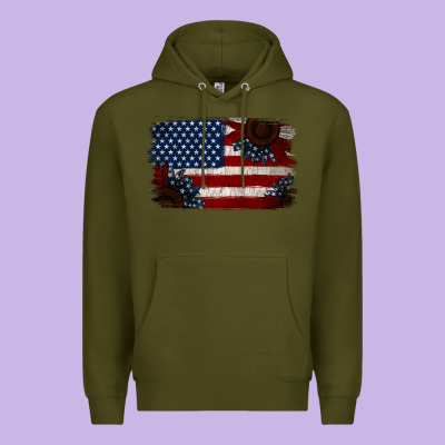 Distressed Sunflower American Flag Premium Hoodie Designed By Jasminsmagicworld