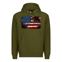 Army Green Distressed Sunflower American Flag Premium Hoodie - Jasminsmagicworld