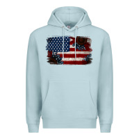 Blue Mist Distressed Sunflower American Flag Premium Hoodie - Jasminsmagicworld