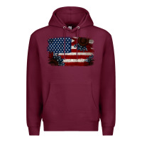 Burgundy Distressed Sunflower American Flag Premium Hoodie - Jasminsmagicworld