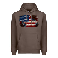 Coffee Distressed Sunflower American Flag Premium Hoodie - Jasminsmagicworld