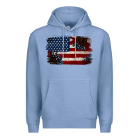 Colony Blue Distressed Sunflower American Flag Premium Hoodie - Jasminsmagicworld