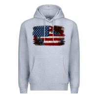 Heather Grey Distressed Sunflower American Flag Premium Hoodie - Jasminsmagicworld